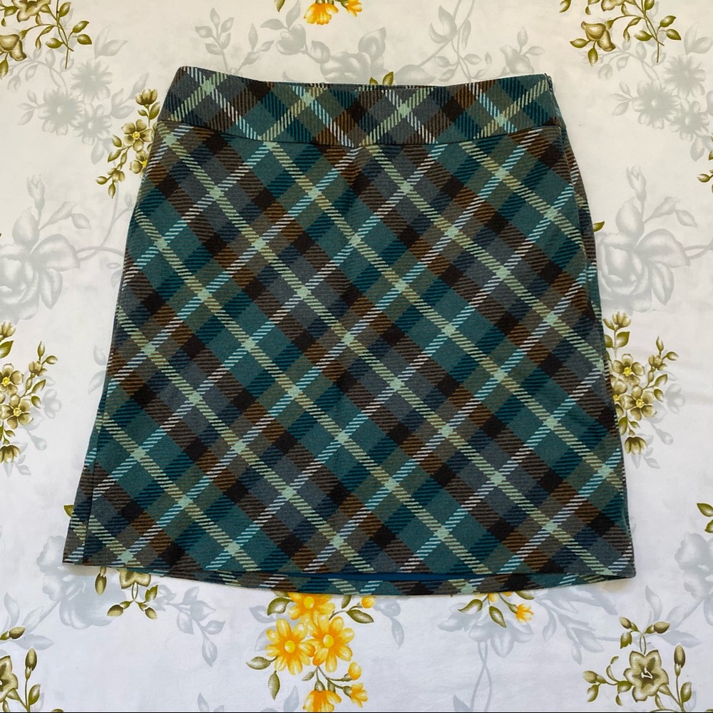 Talbots Size 8P Blue Plaid Skirt
